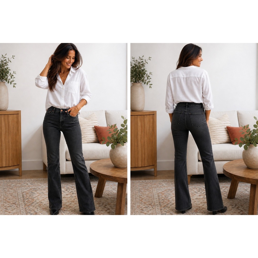 Gloria Vanderbilt Amanda Bootcut Jeans Womens 8 Black High Rise Classic Denim